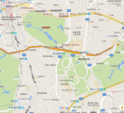 新宿御苑~明治神宮外苑地図